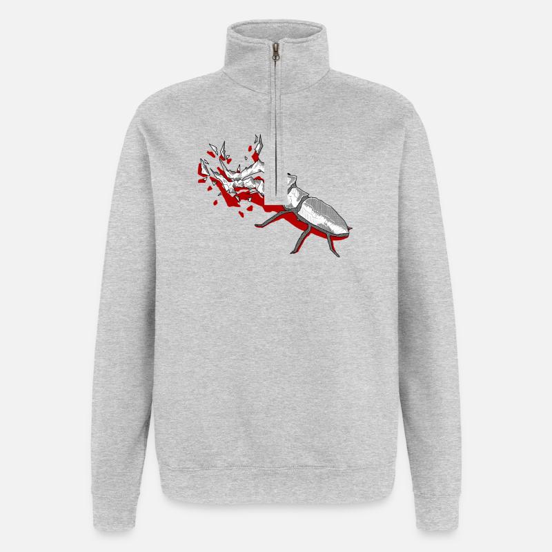 roter Drachen - Quarter-Zip-Sweatshirt - Grau meliert