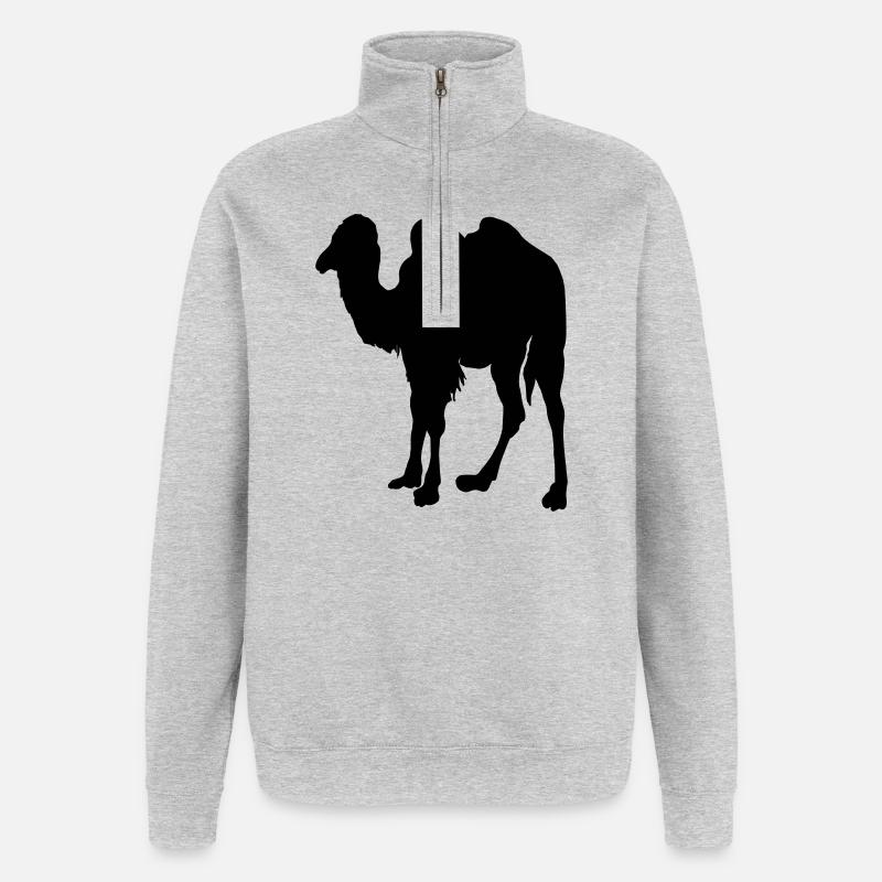 Camel, Camel - Quarter-Zip Sweatshirt - heather grey