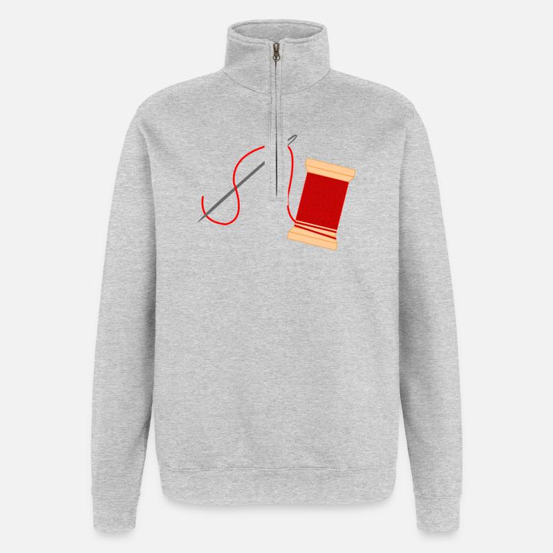 Needle and thread logo embroidery - Quarter-Zip Sweatshirt - heather grey