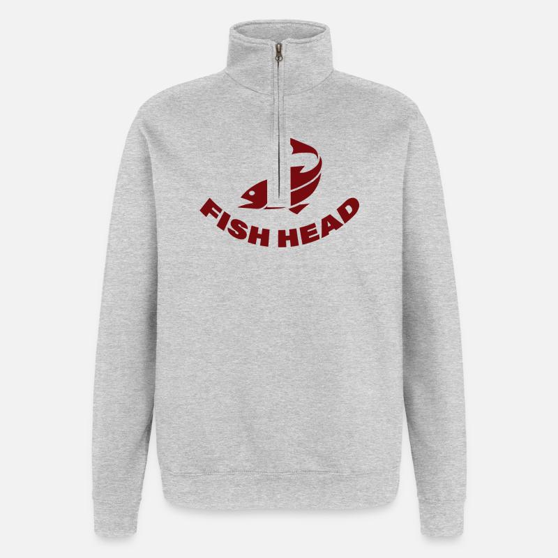 FISH HEAD - Sweat à zip 1/4 - gris chiné