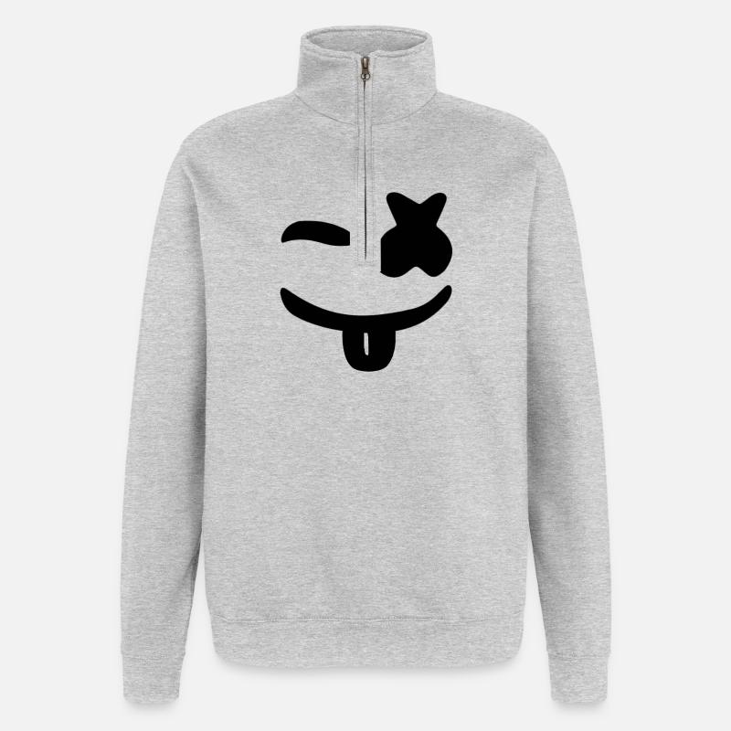 Marshmello - Sweat à zip 1/4 - gris chiné