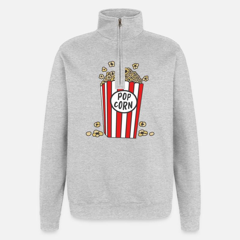 Pop-corn - Sweat à zip 1/4 - gris chiné