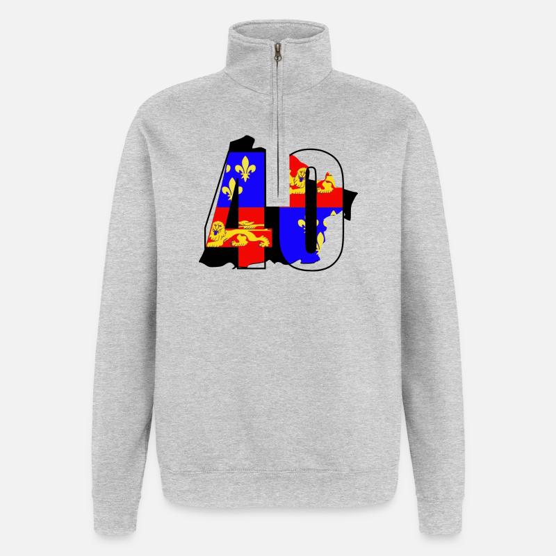 Landes - Sweat à zip 1/4 - gris chiné