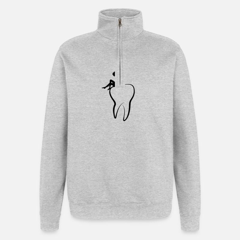 Zahnfee - Quarter-Zip-Sweatshirt - Grau meliert