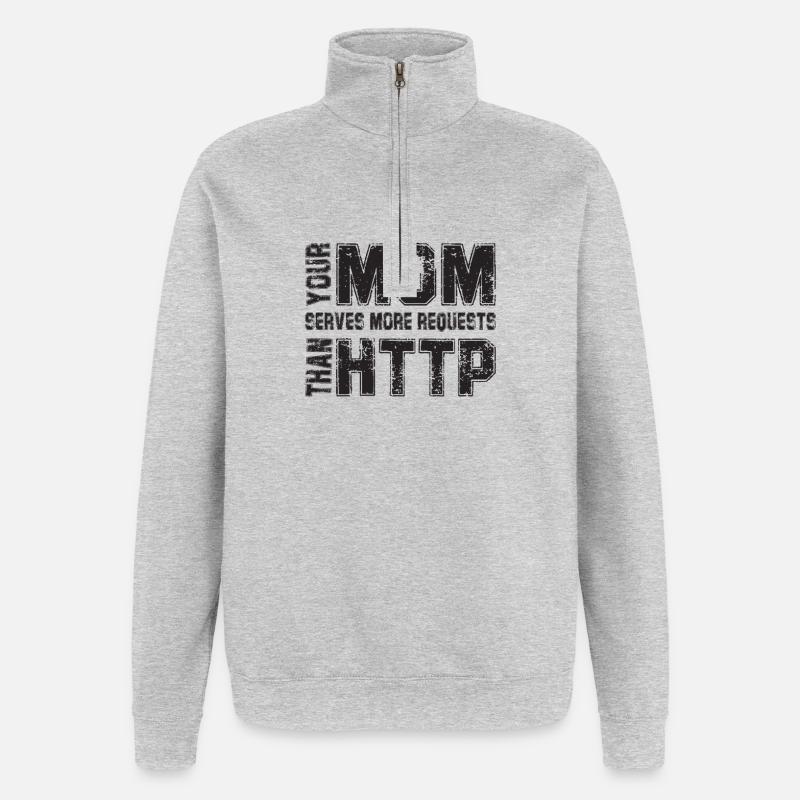 Votre mère traite plus de demandes - Sweat à zip 1/4 - gris chiné