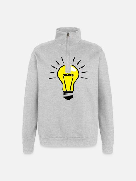 Gloeilamp Comic Vector 3 Kleur aanpasbaar - Sweatshirt met 1/4-rits - grijs gemêleerd