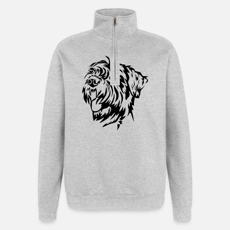 Tête de schnauzer géant - Sweat à zip 1/4 - gris chiné