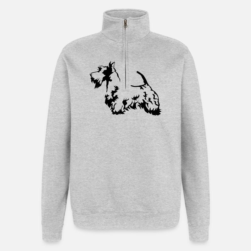 Terrier écossais - Sweat à zip 1/4 - gris chiné