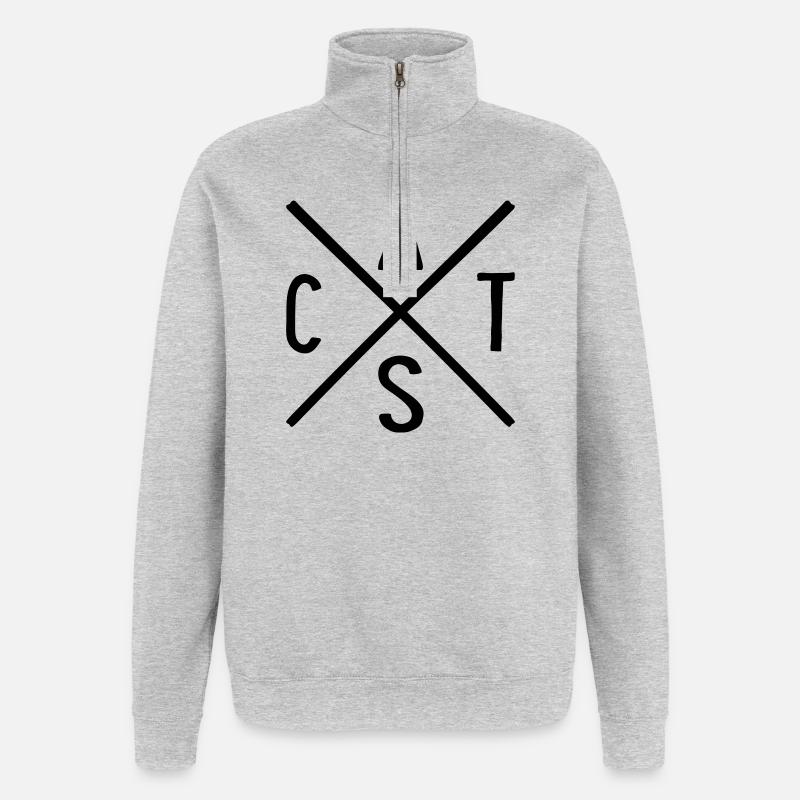 Katzen - Quarter-Zip-Sweatshirt - Grau meliert