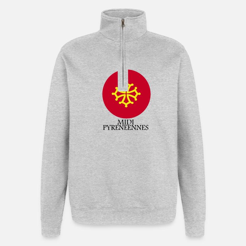 midi-pyrénéennes - Sweat à zip 1/4 - gris chiné