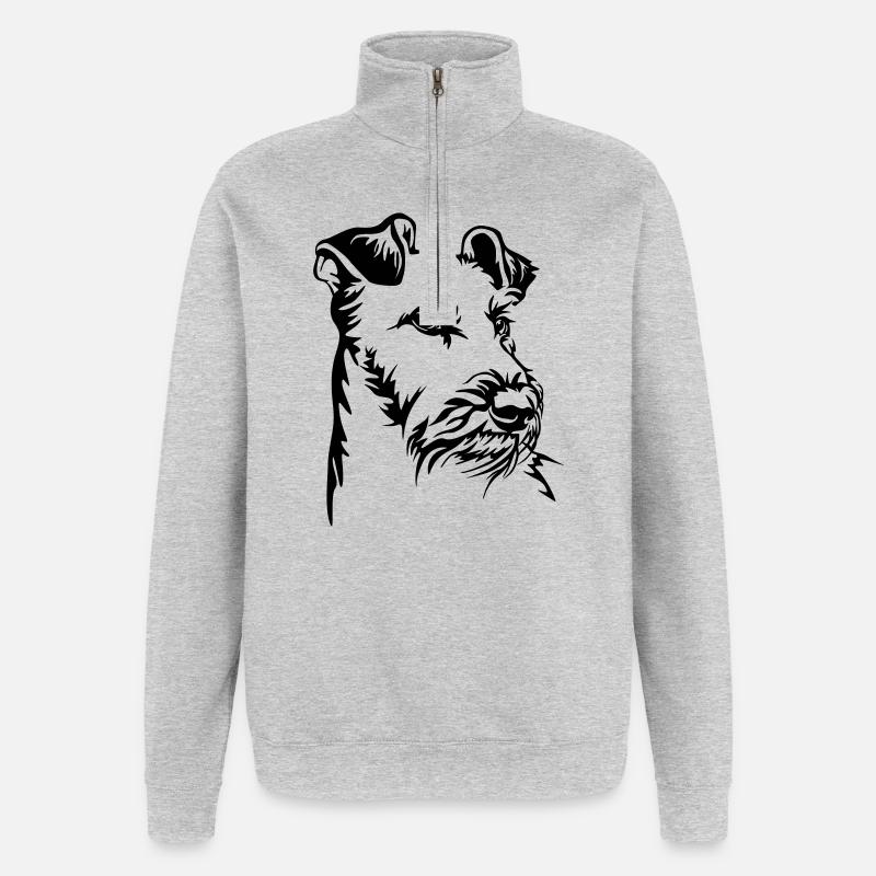 Irish Terrier Kopf - Quarter-Zip-Sweatshirt - Grau meliert