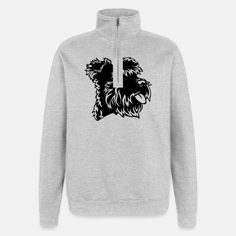 Zwergschnauzer Kopf - Quarter-Zip-Sweatshirt - Grau meliert