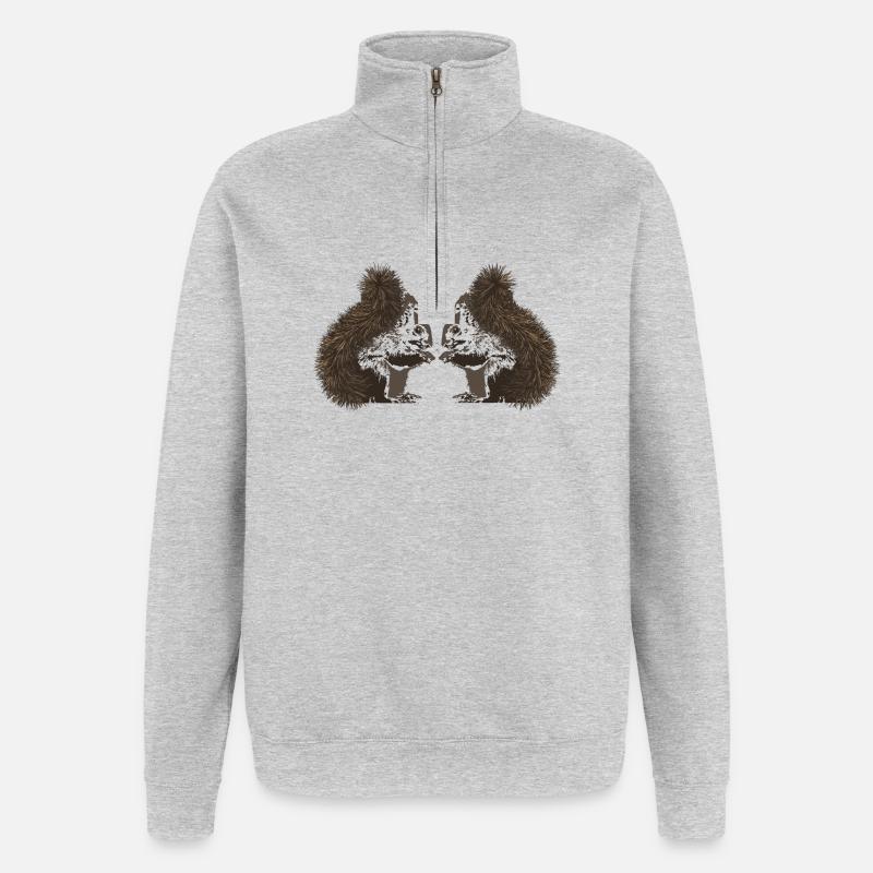 Écureuils, écureuils - Sweat à zip 1/4 - gris chiné