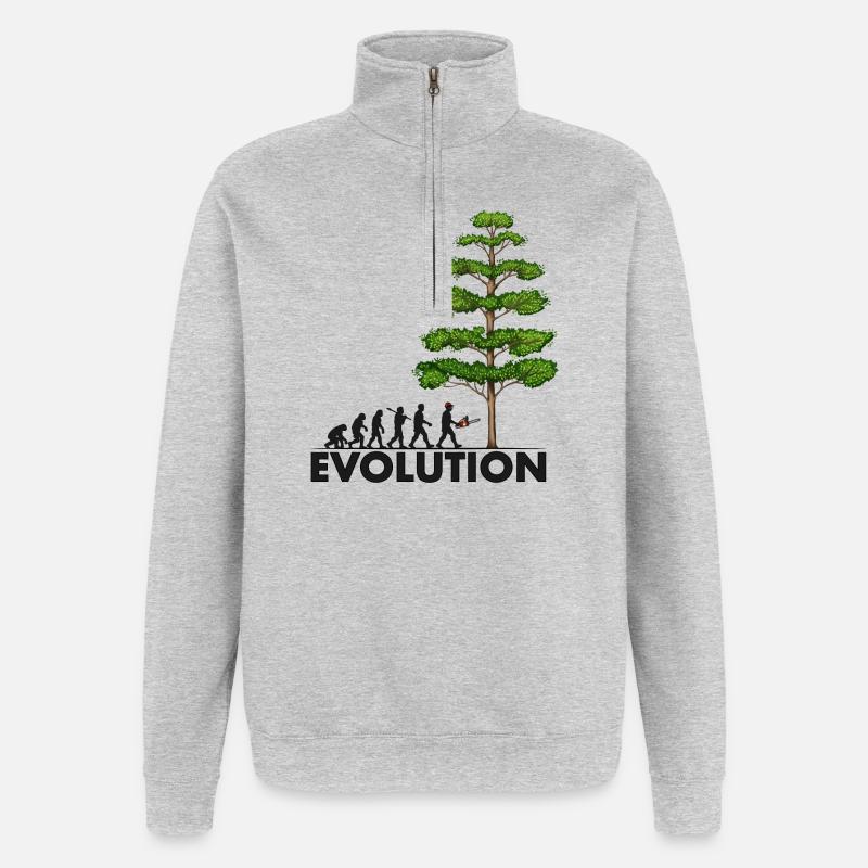 Chainsaw Evolution Gray Big Tree - Quarter-Zip Sweatshirt - heather grey
