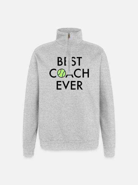 Best Coach ever - Quarter-Zip-Sweatshirt - Grau meliert