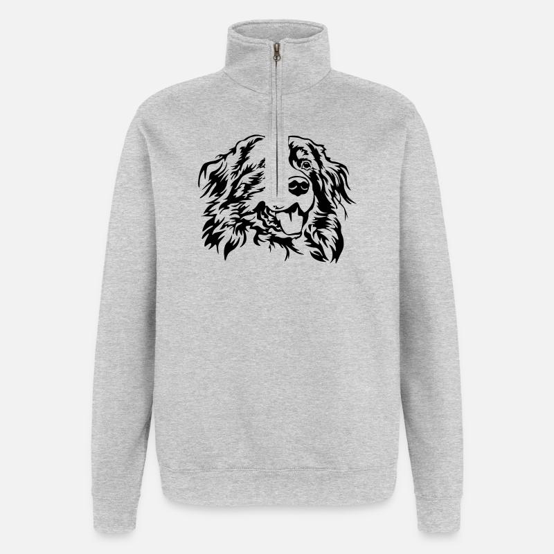 Berner Sennenhund Kopf - Quarter-Zip-Sweatshirt - Grau meliert