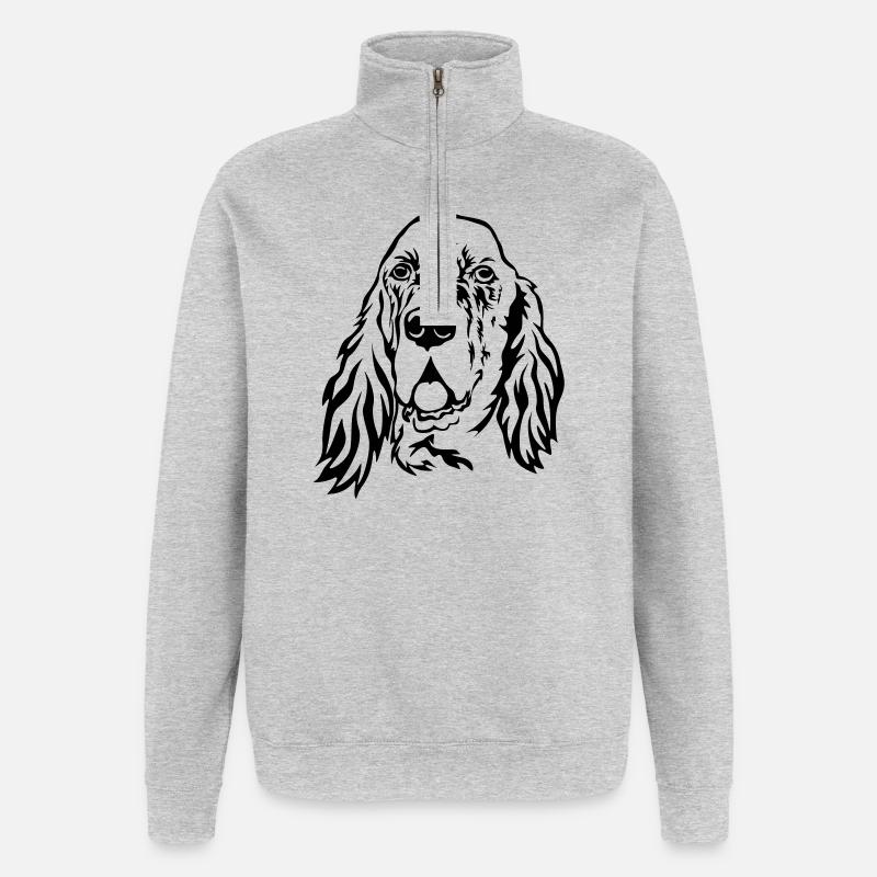 Englischer Setter Kopf - Quarter-Zip-Sweatshirt - Grau meliert