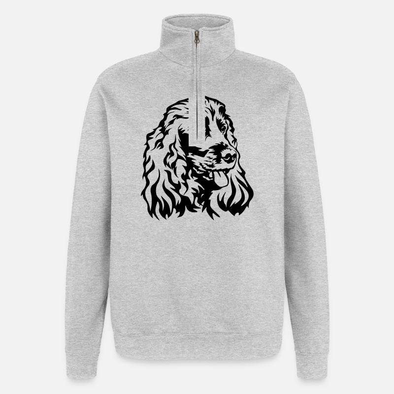 Cocker Spaniel head - Quarter-Zip Sweatshirt - heather grey