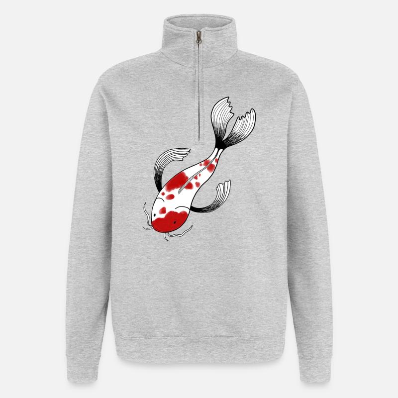 Koi Karpfen Japan - Quarter-Zip-Sweatshirt - Grau meliert