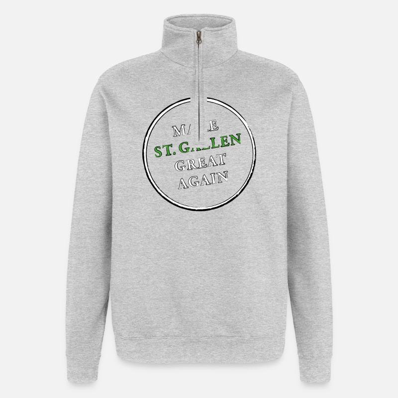 make ST GALLEN great again - Quarter-Zip-Sweatshirt - Grau meliert
