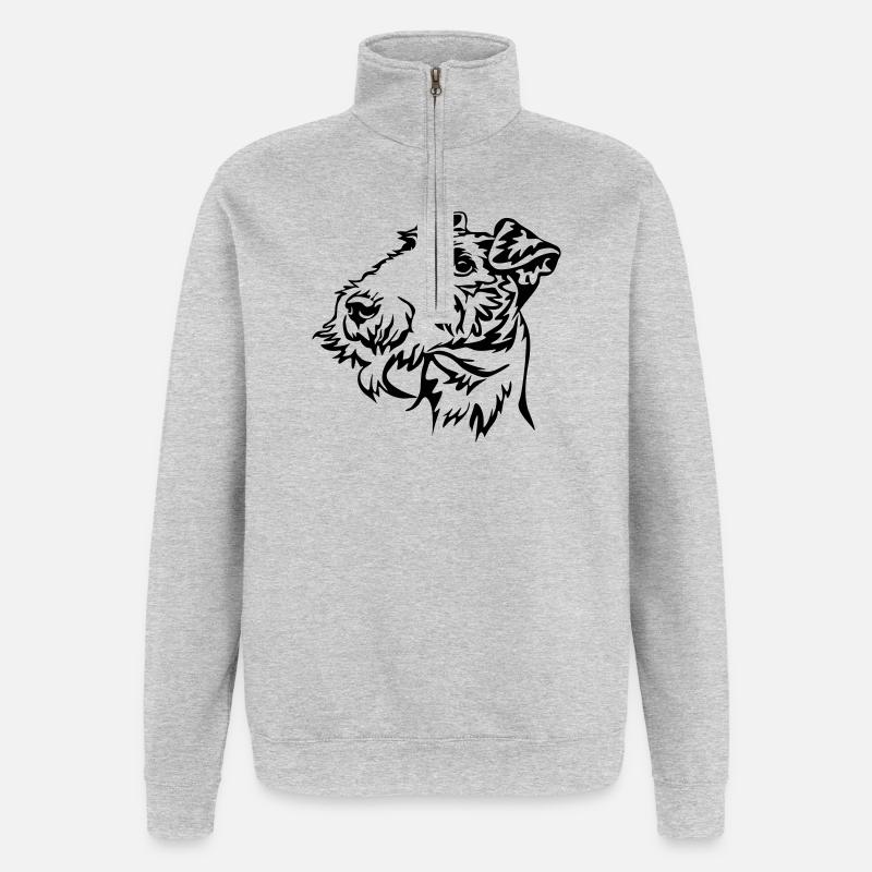 Fox terrier head - Quarter-Zip Sweatshirt - heather grey