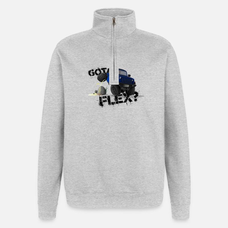 GOT FLEX? - OFFROADER Crawler - Blau - Quarter-Zip-Sweatshirt - Grau meliert
