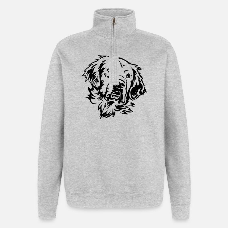 Golden Retriever Kopf - Quarter-Zip-Sweatshirt - Grau meliert