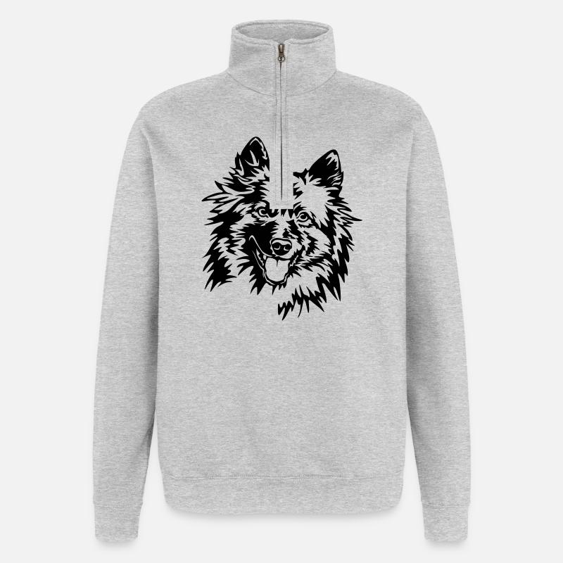 Wolfspitz Head - Quarter-Zip Sweatshirt - heather grey