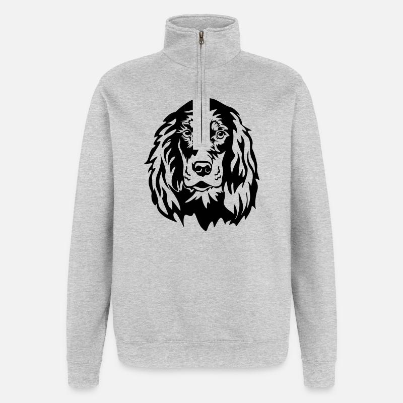 Gordon Setter Kopf - Sweat à zip 1/4 - gris chiné