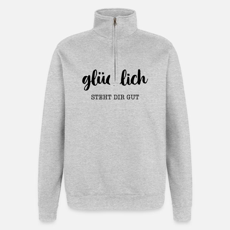 Glücklich steht dir gut - Herz - Quarter-Zip-Sweatshirt - Grau meliert
