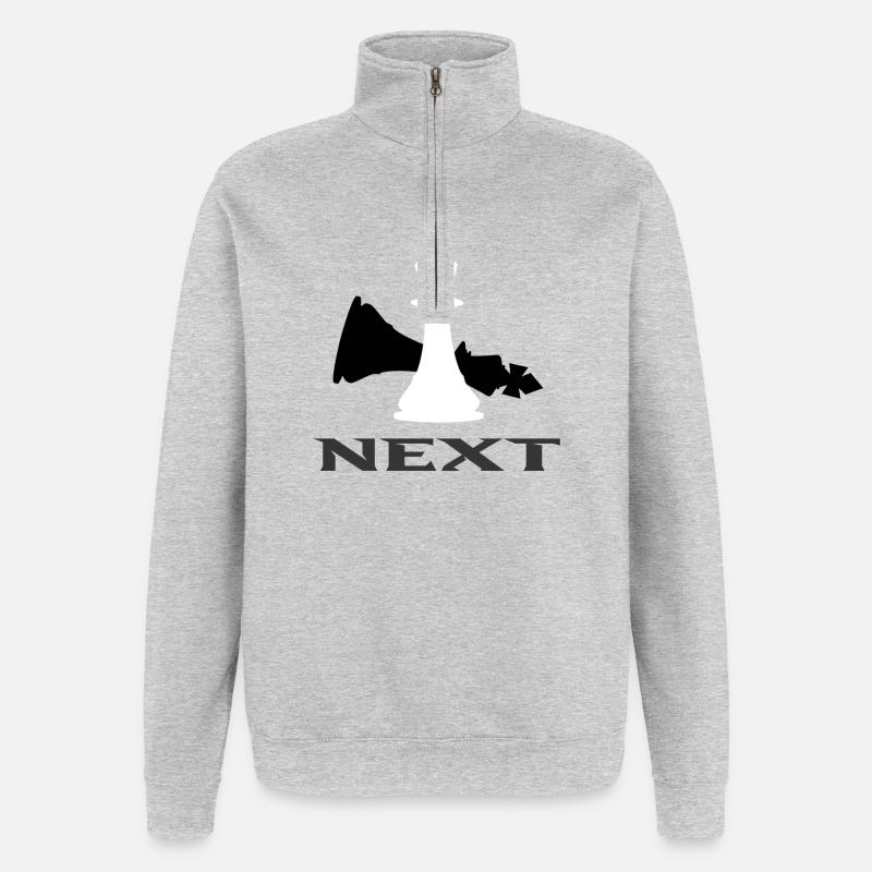 Échecs - Sweat à zip 1/4 - gris chiné