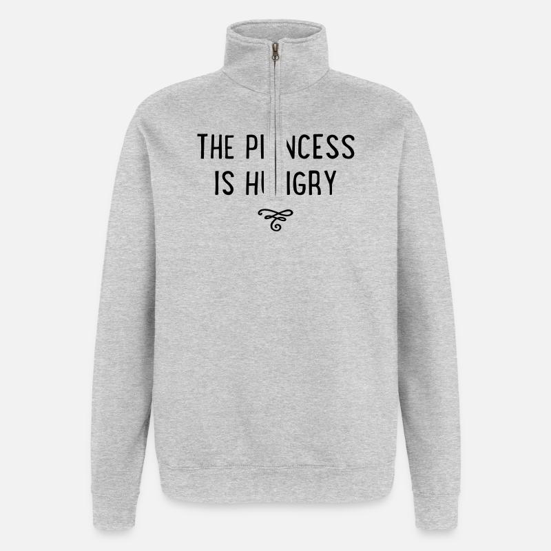 the princess is hungry - Sweat à zip 1/4 - gris chiné