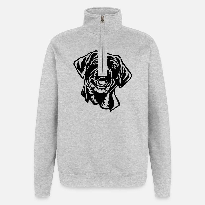 Labrador Head - Quarter-Zip Sweatshirt - heather grey