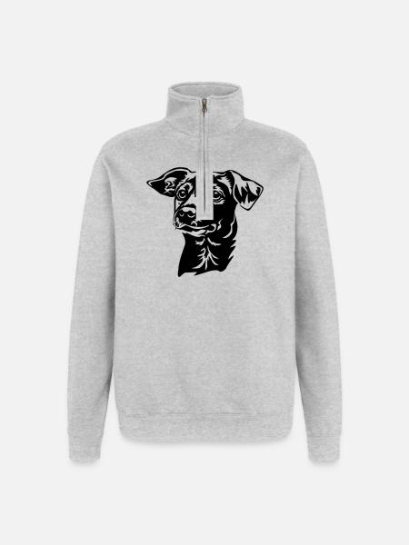 Jack Russell Terrier Head - Quarter-Zip Sweatshirt - heather grey