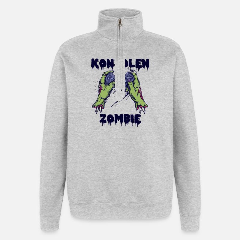 Zocker Konsole Controller Videogames Gamer Zocker - Quarter-Zip-Sweatshirt - Grau meliert