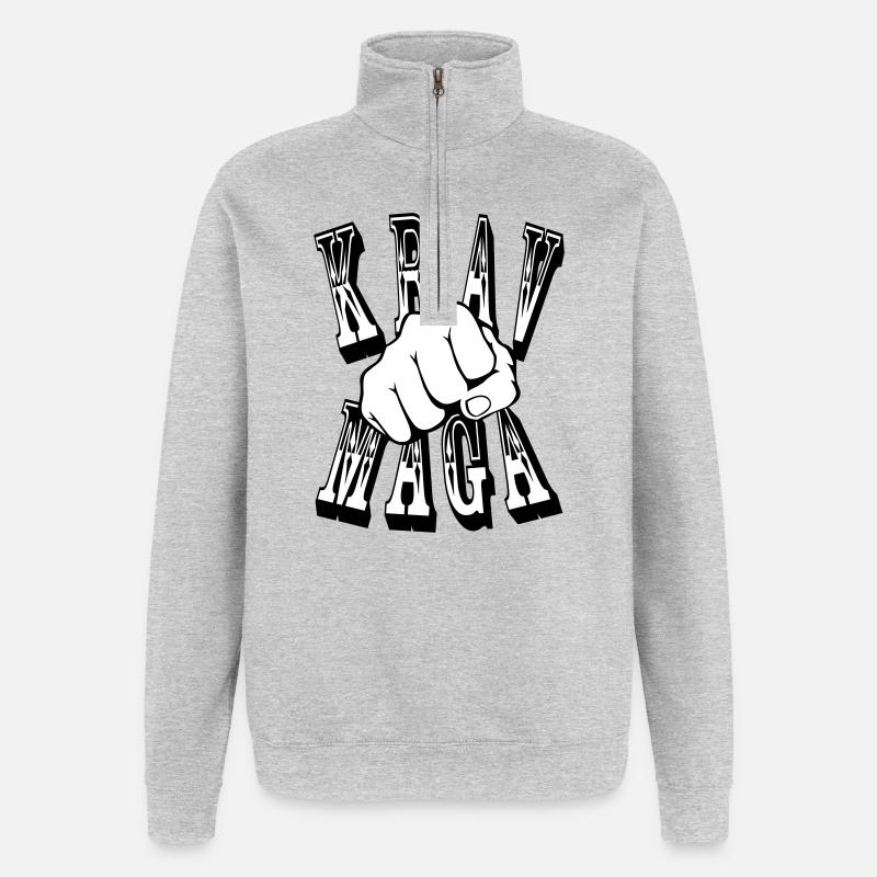 Coup de poing Krav Maga - Sweat à zip 1/4 - gris chiné