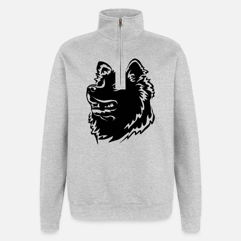 Tête de Samojede - Sweat à zip 1/4 - gris chiné
