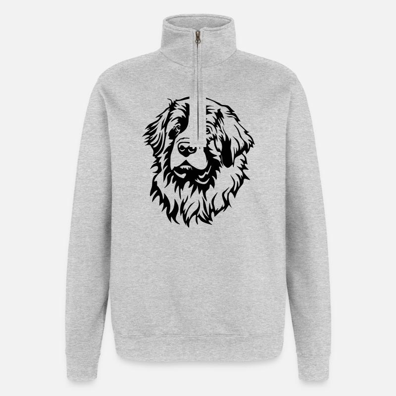 Leonberger Kopf - Sweat à zip 1/4 - gris chiné