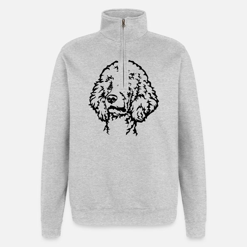 Poodle Head - Quarter-Zip Sweatshirt - heather grey