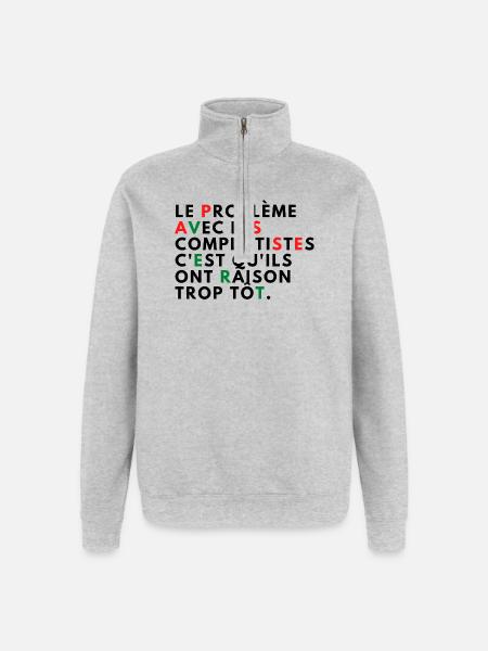 Le problème avec les complotistes - Sweat à zip 1/4 - gris chiné