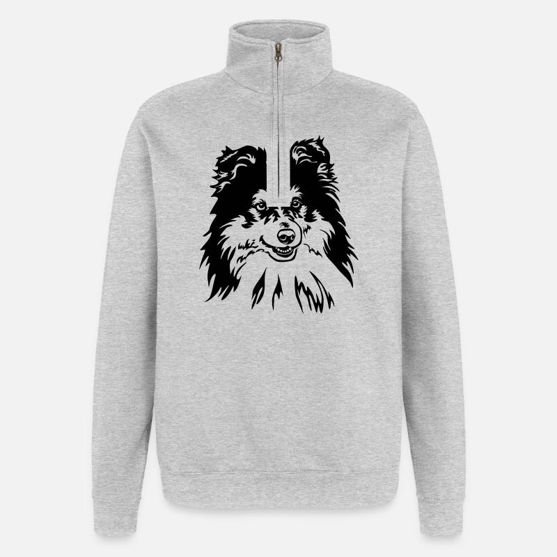 Sheltie Kopf - Sweat à zip 1/4 - gris chiné