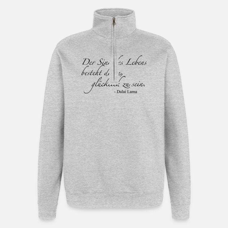Dalai Lama - Quarter-Zip-Sweatshirt - Grau meliert
