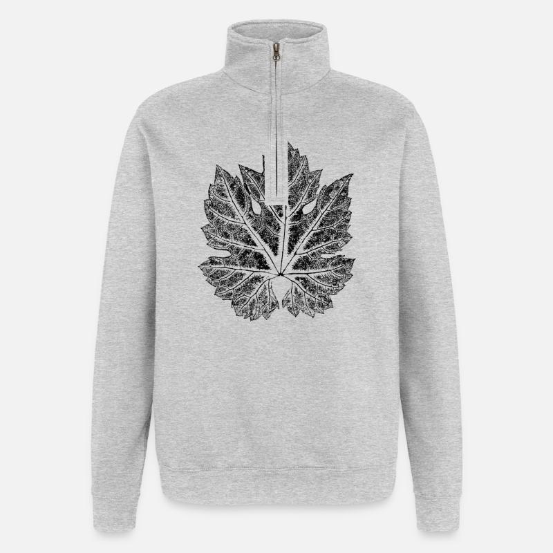 Grape leaf - leaf of wine / botanical - Quarter-Zip Sweatshirt - heather grey