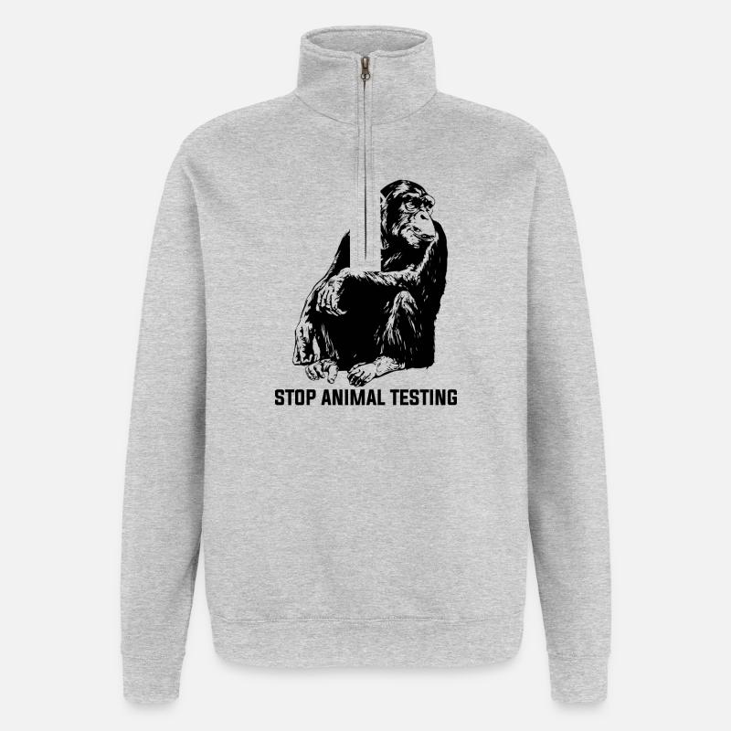 Stop Animal Testing Stoppe l’expérimentation animale - Sweat à zip 1/4 - gris chiné