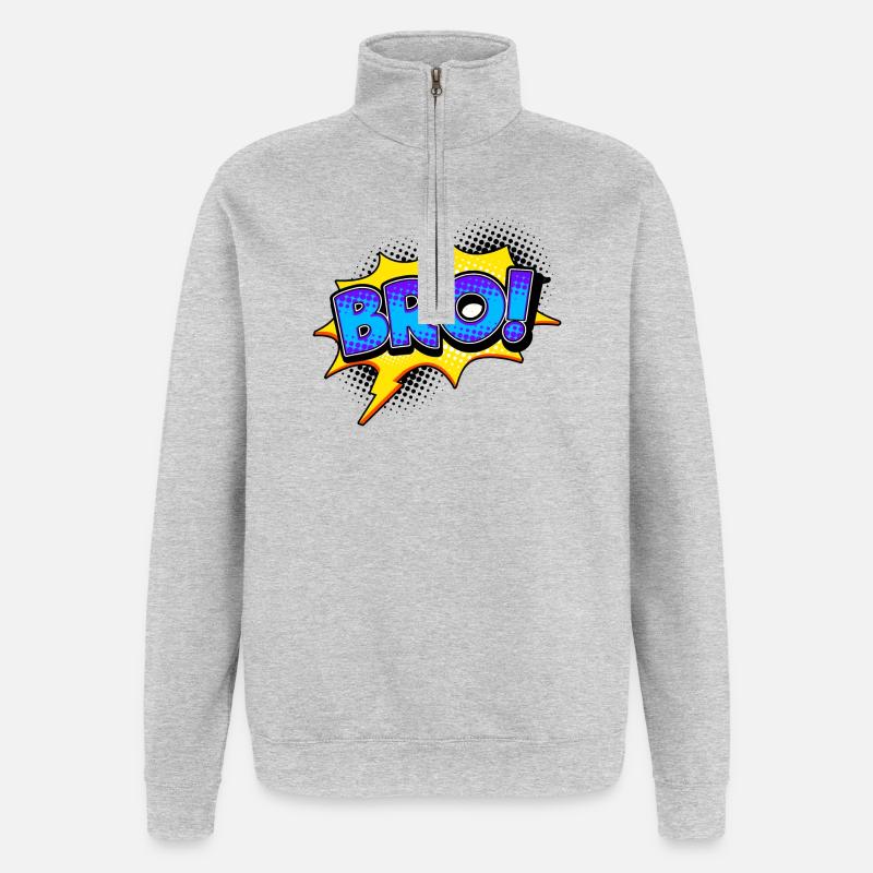 Sort Cool Drôle - Sweat à zip 1/4 - gris chiné