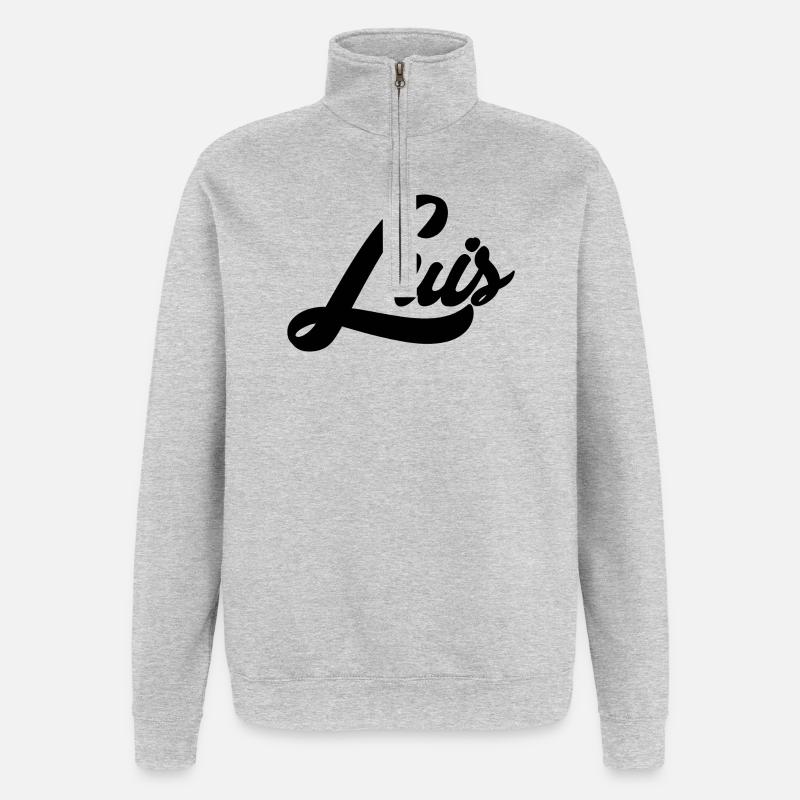 Luis Name Black - Sweat à zip 1/4 - gris chiné