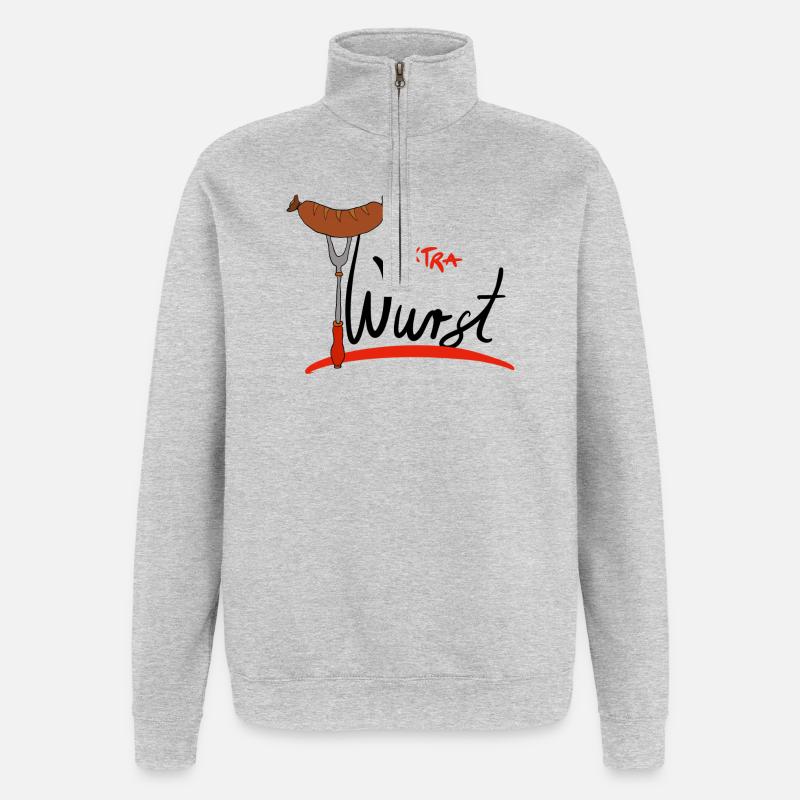 Extra Wurst Barbecue Humor - Quarter-Zip-Sweatshirt - Grau meliert