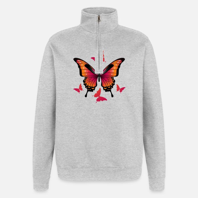 Schmetterlinge - Schmetterling - Quarter-Zip-Sweatshirt - Grau meliert