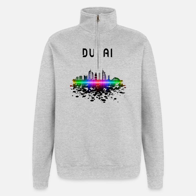 Dubai Skyline Splash Design / Cadeau - Sweat à zip 1/4 - gris chiné