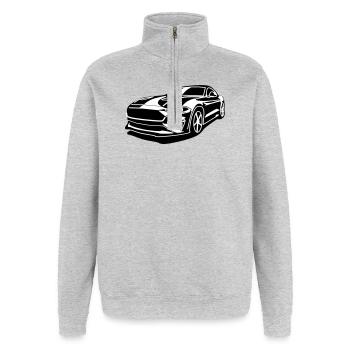 Sportwagen Silhouettenkunst - Quarter-Zip-Sweatshirt - Grau meliert - Vorne - AI Model Female 172 light (172cm) & AI Model Male 178 dark (178cm)